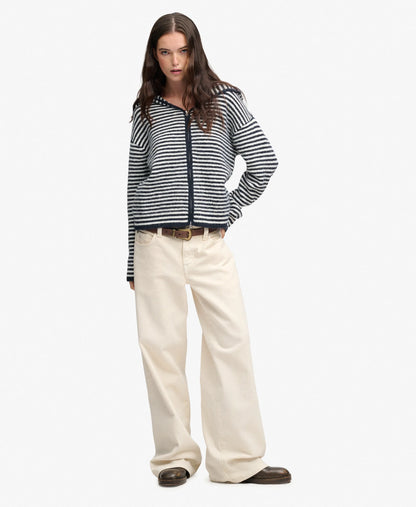 Navy/Off White Stripe