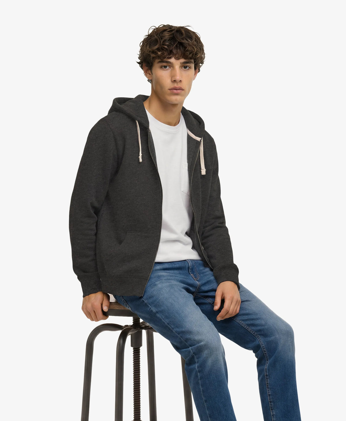Monogram Embroidered Zip Hoodie