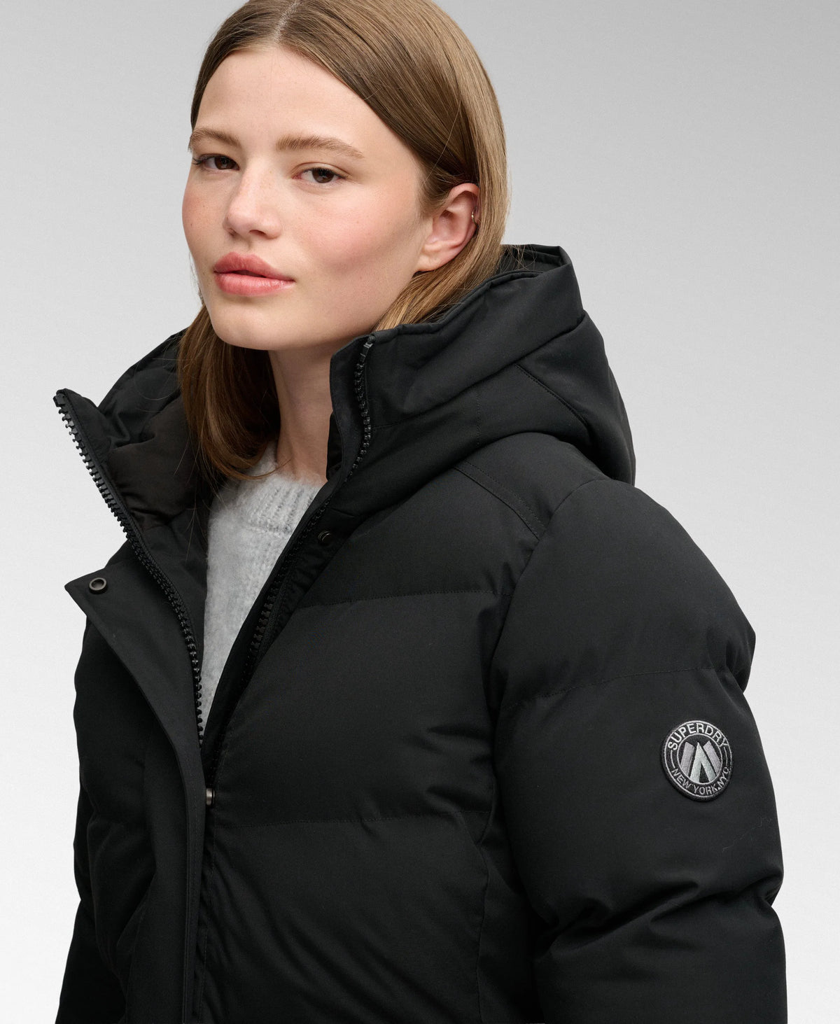 City Chevron Padded Longline Coat