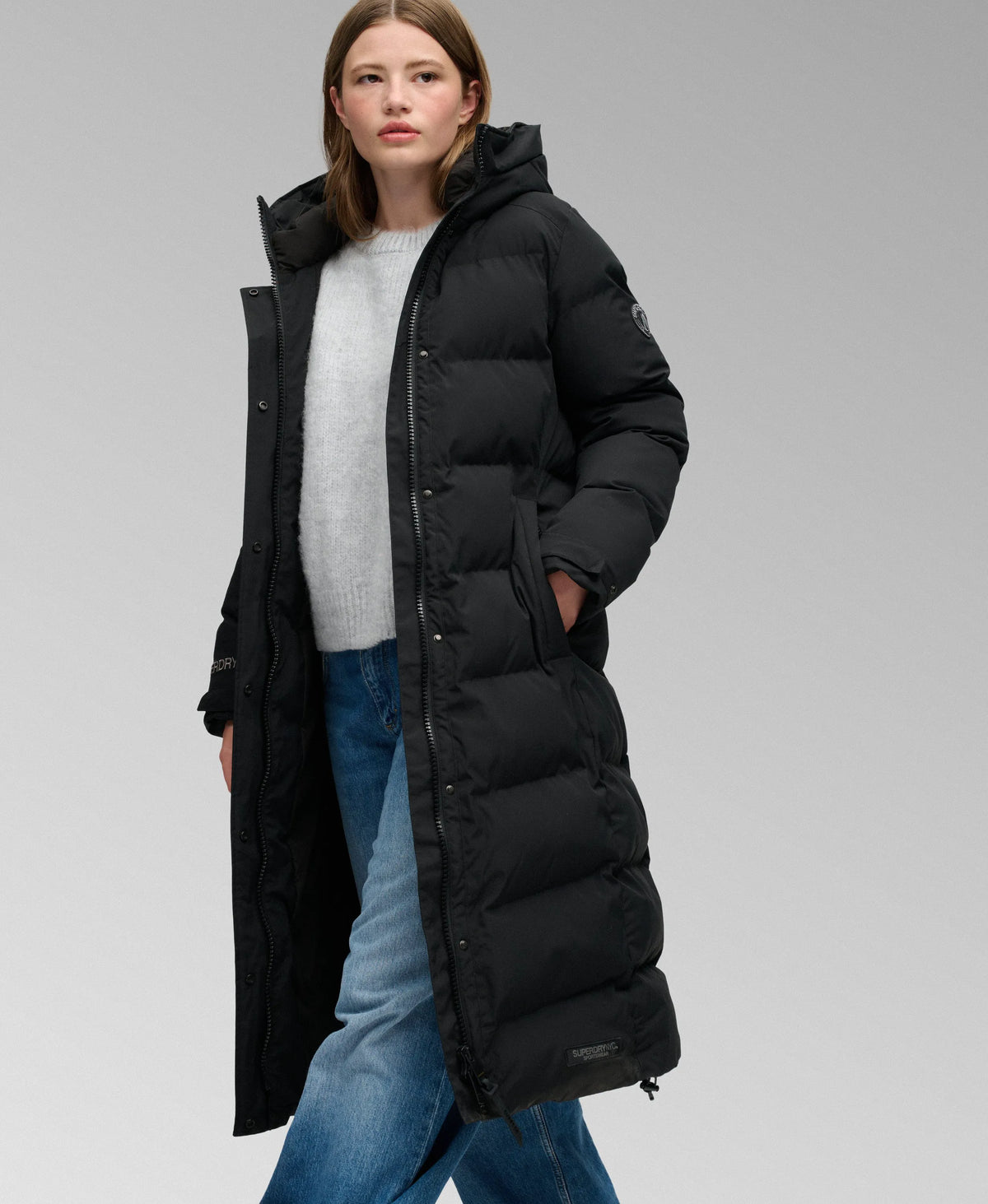 City Chevron Padded Longline Coat