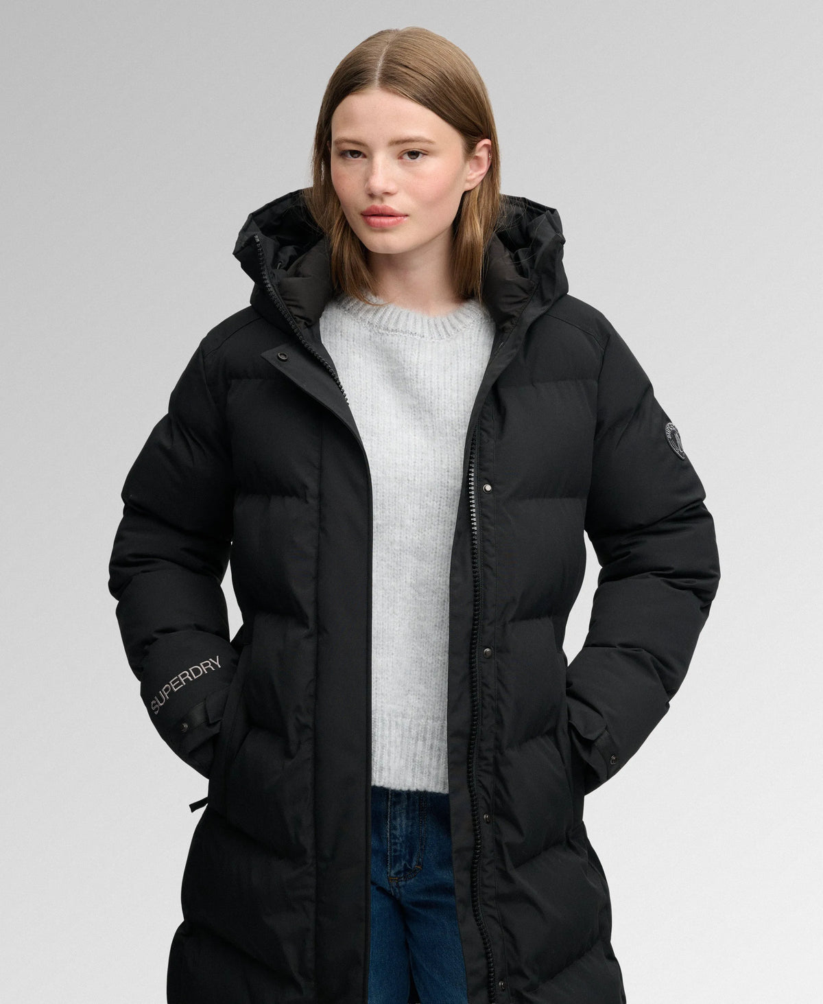 City Chevron Padded Longline Coat