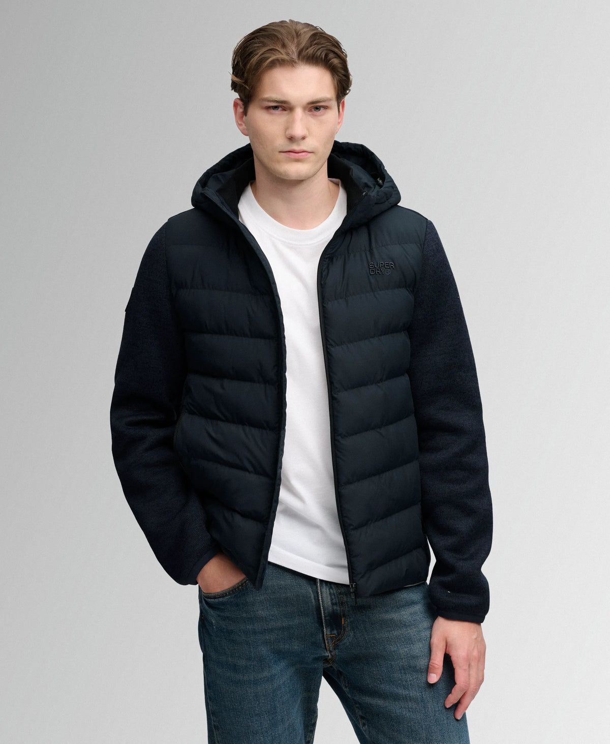 Hooded Storm Knit Hybrid Jacket