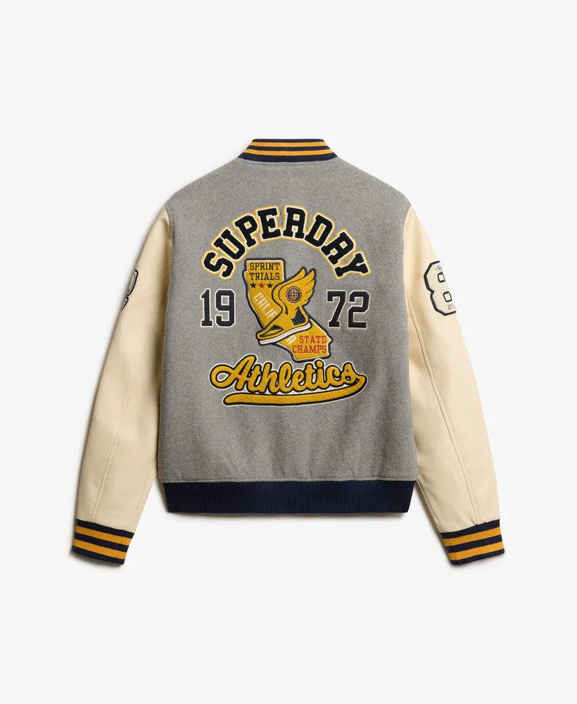 College Patched Bomber Jacket