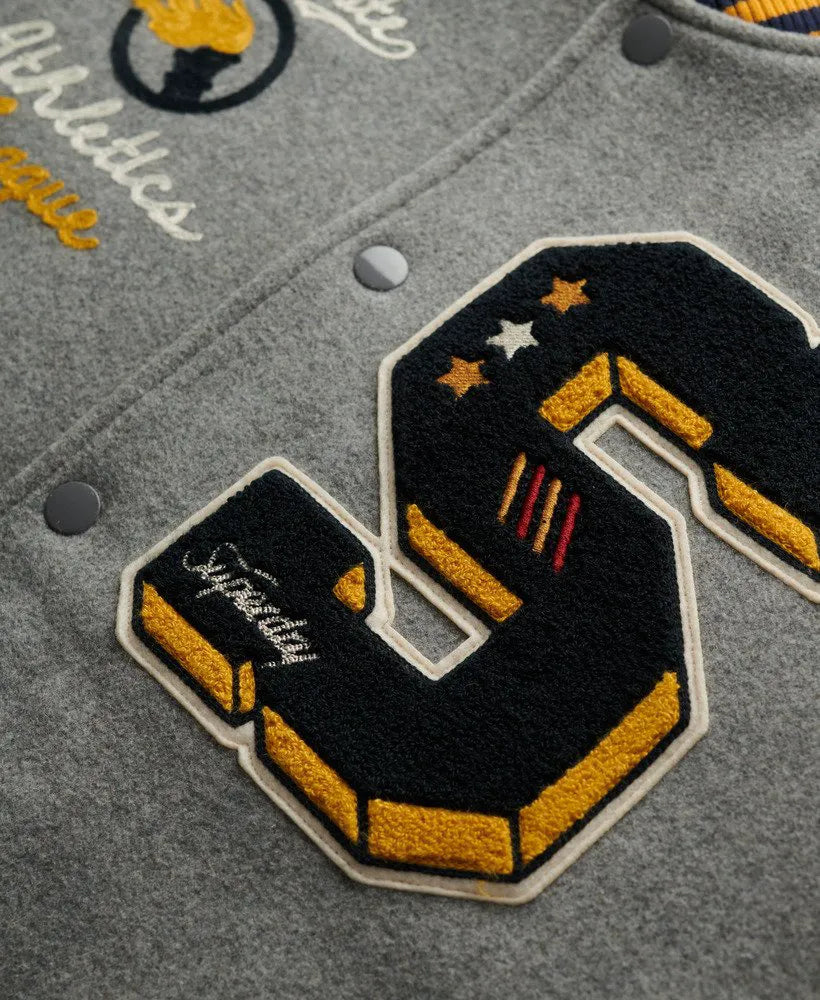 College Patched Bomber Jacket