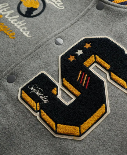 College Patched Bomber Jacket