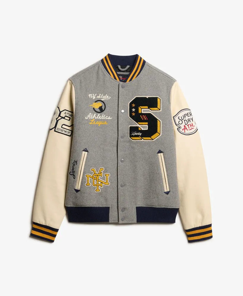 College Patched Bomber Jacket