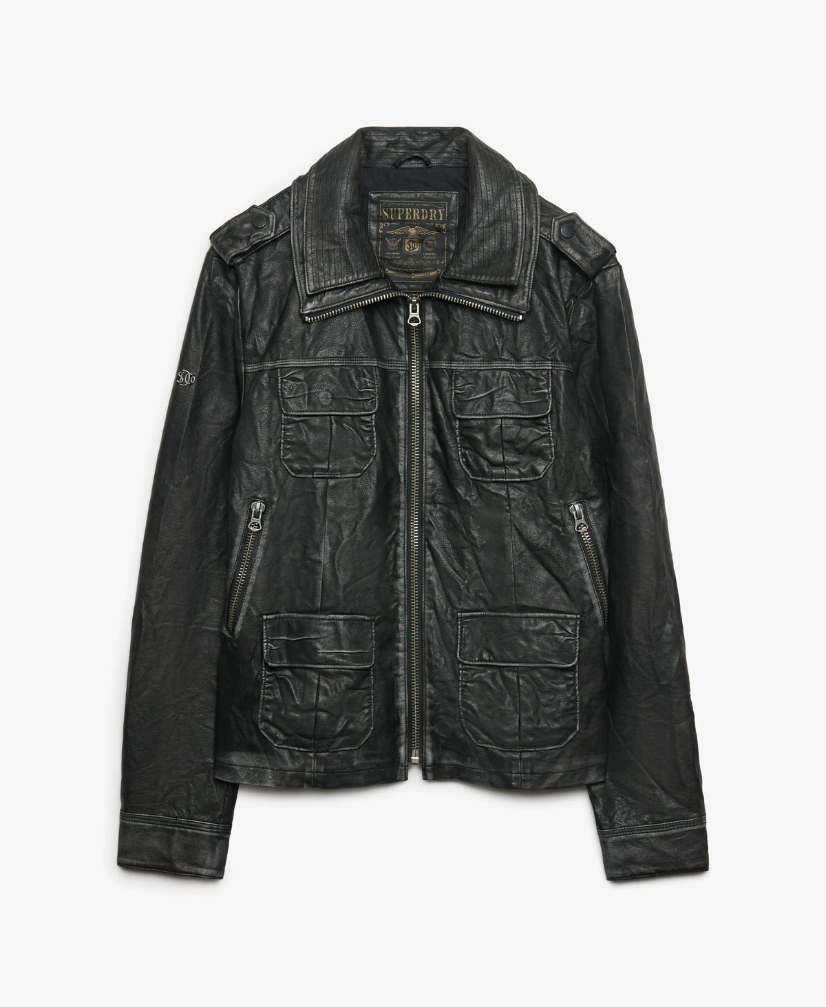 Brad Faux Leather Military Jacket
