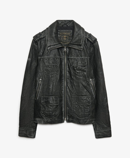 Brad Faux Leather Military Jacket