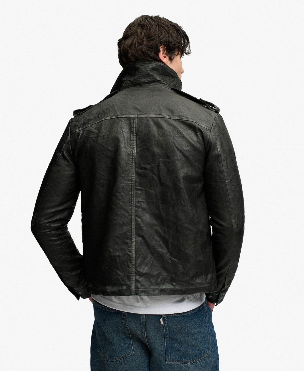 Brad Faux Leather Military Jacket