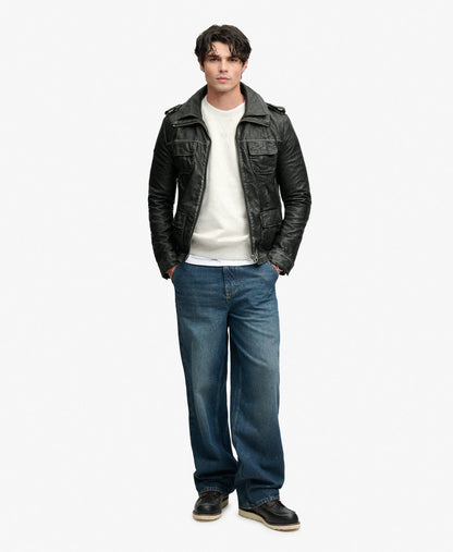 Brad Faux Leather Military Jacket