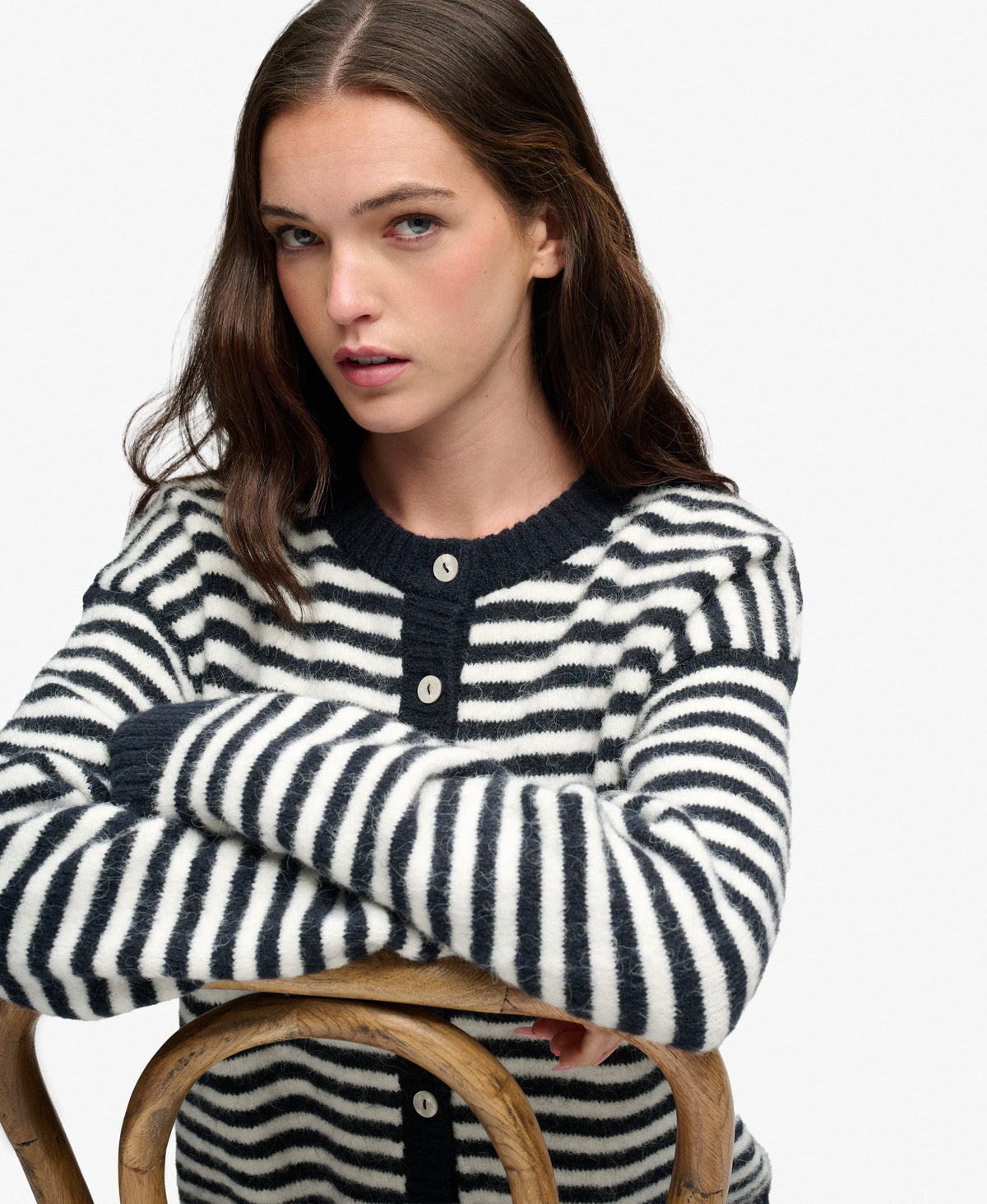 Navy/Off White Stripe