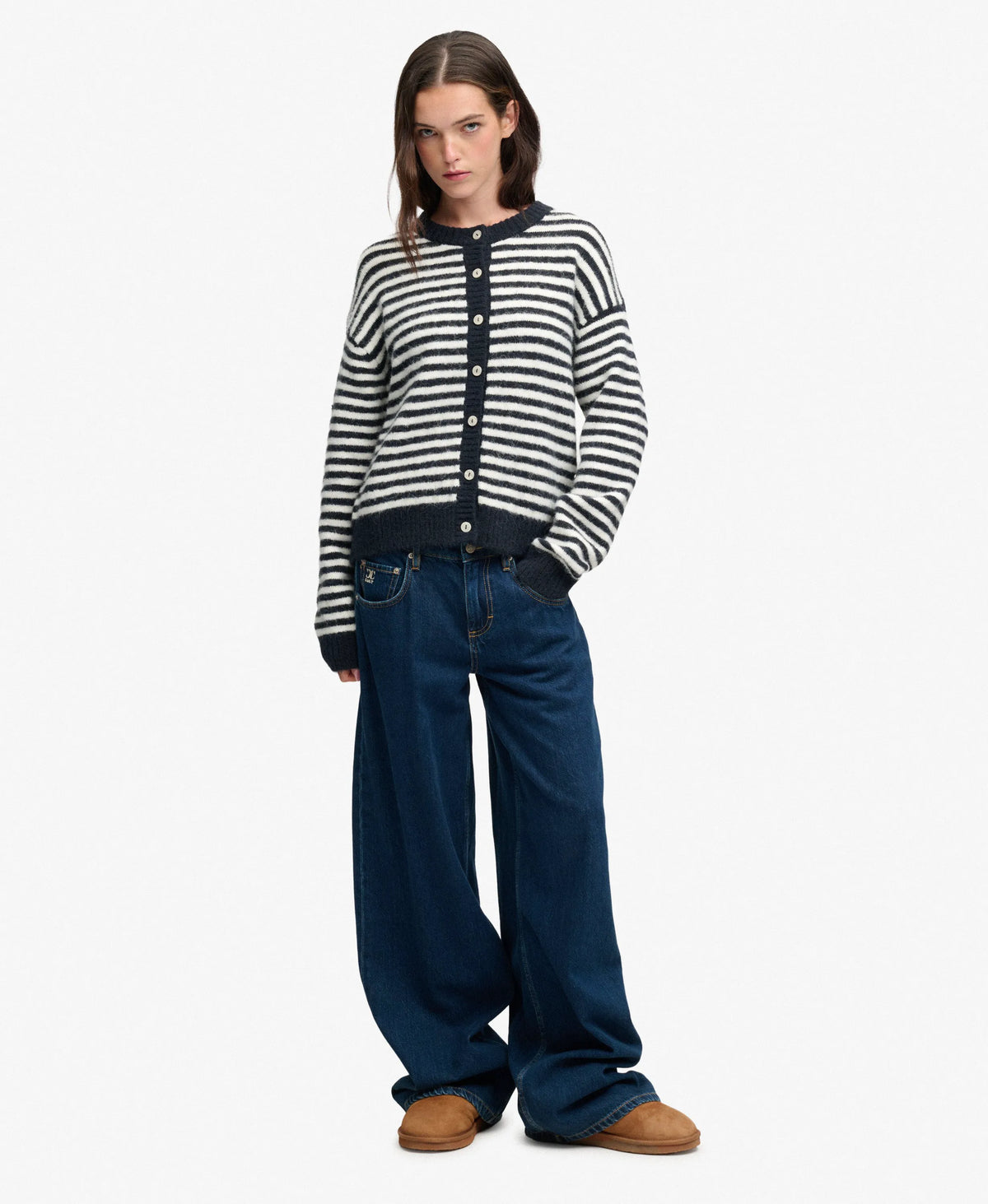 Navy/Off White Stripe