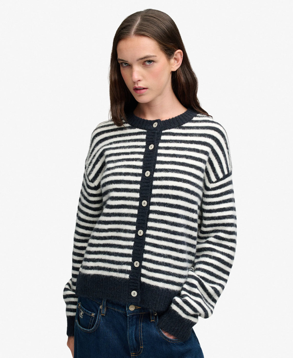 Navy/Off White Stripe