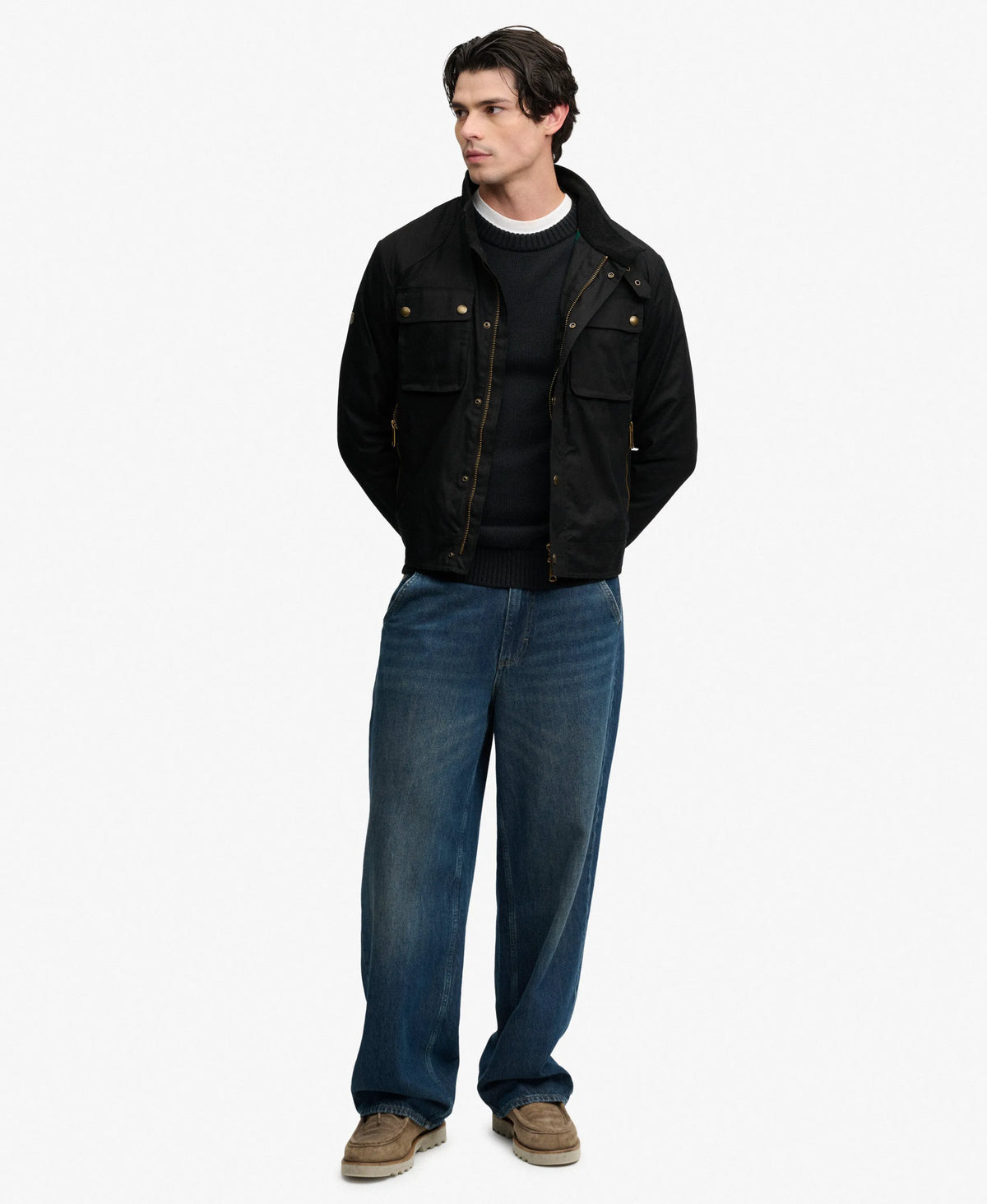 Wax Cropped Racer Jacket