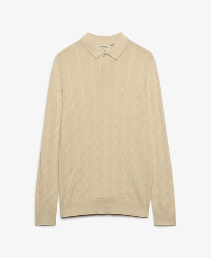 Knitted Cable Long Sleeve Polo Top
