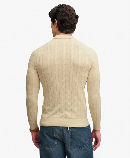 Knitted Cable Long Sleeve Polo Top