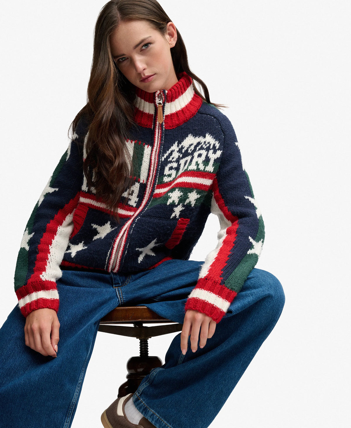 Statement Alpine Zip Through Knitted Cardigan