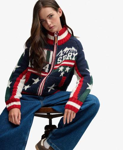 Statement Alpine Zip Through Knitted Cardigan
