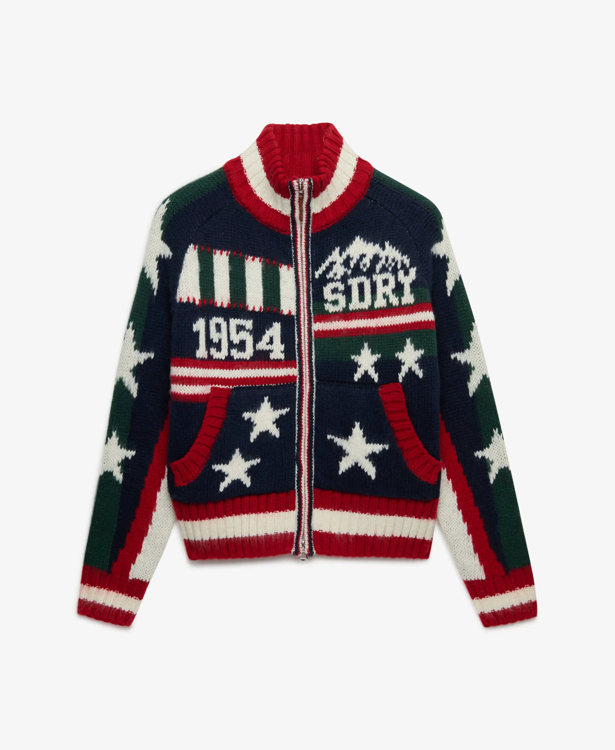 Statement Alpine Zip Through Knitted Cardigan