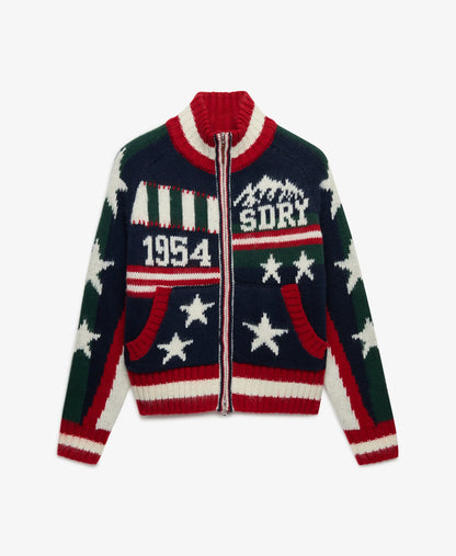 Statement Alpine Zip Through Knitted Cardigan
