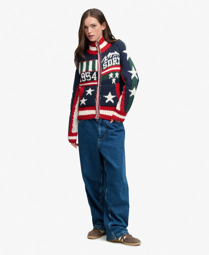 Statement Alpine Zip Through Knitted Cardigan