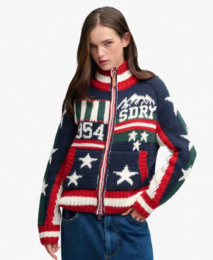 Statement Alpine Zip Through Knitted Cardigan