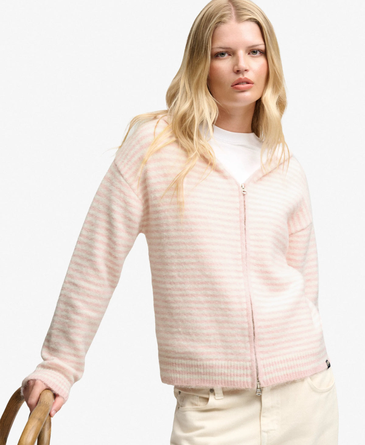 Pale Pink/Off White Stripe
