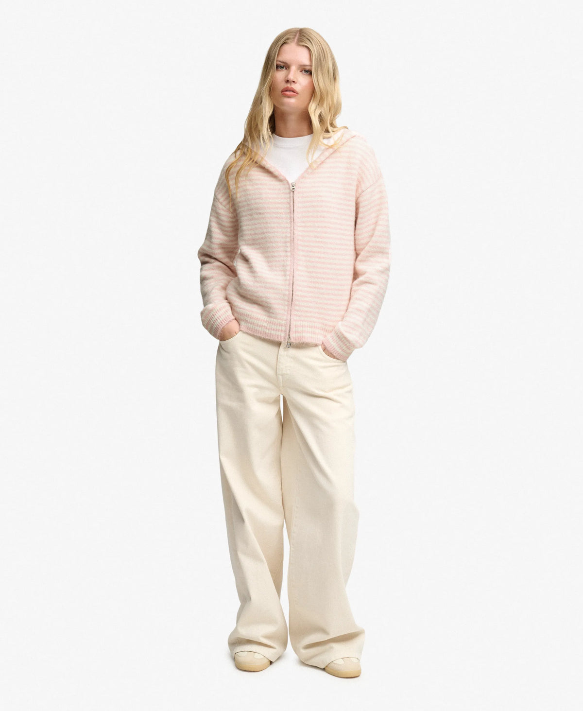 Pale Pink/Off White Stripe
