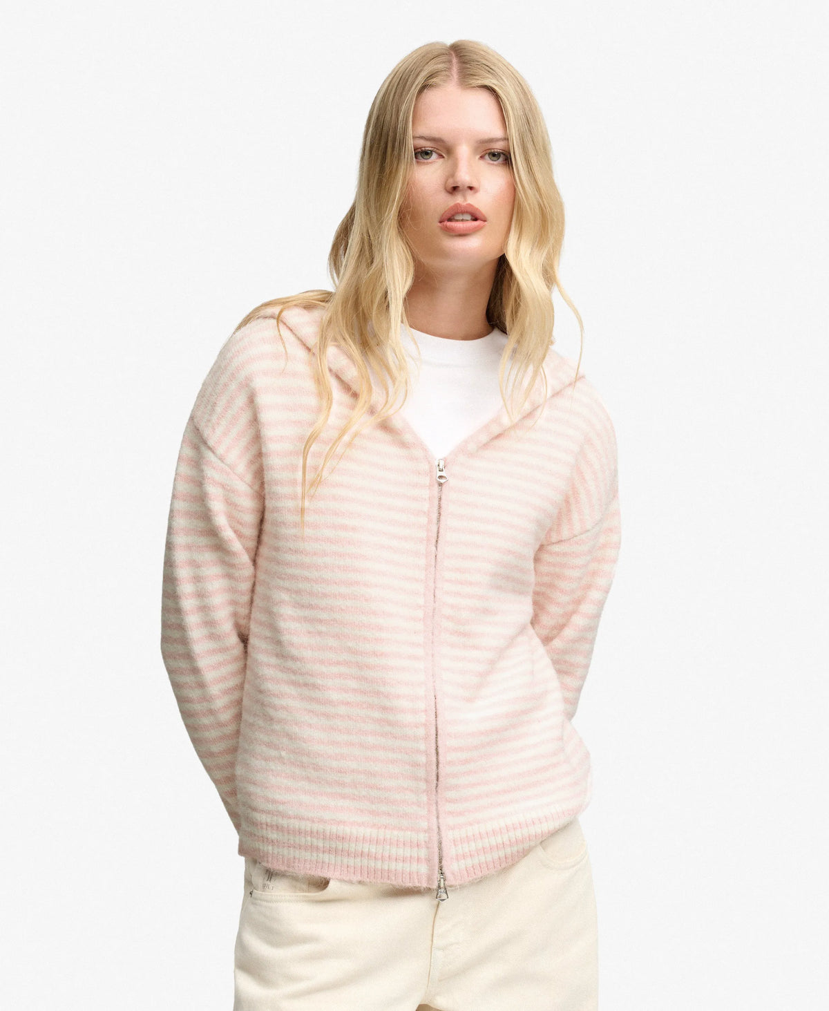 Pale Pink/Off White Stripe