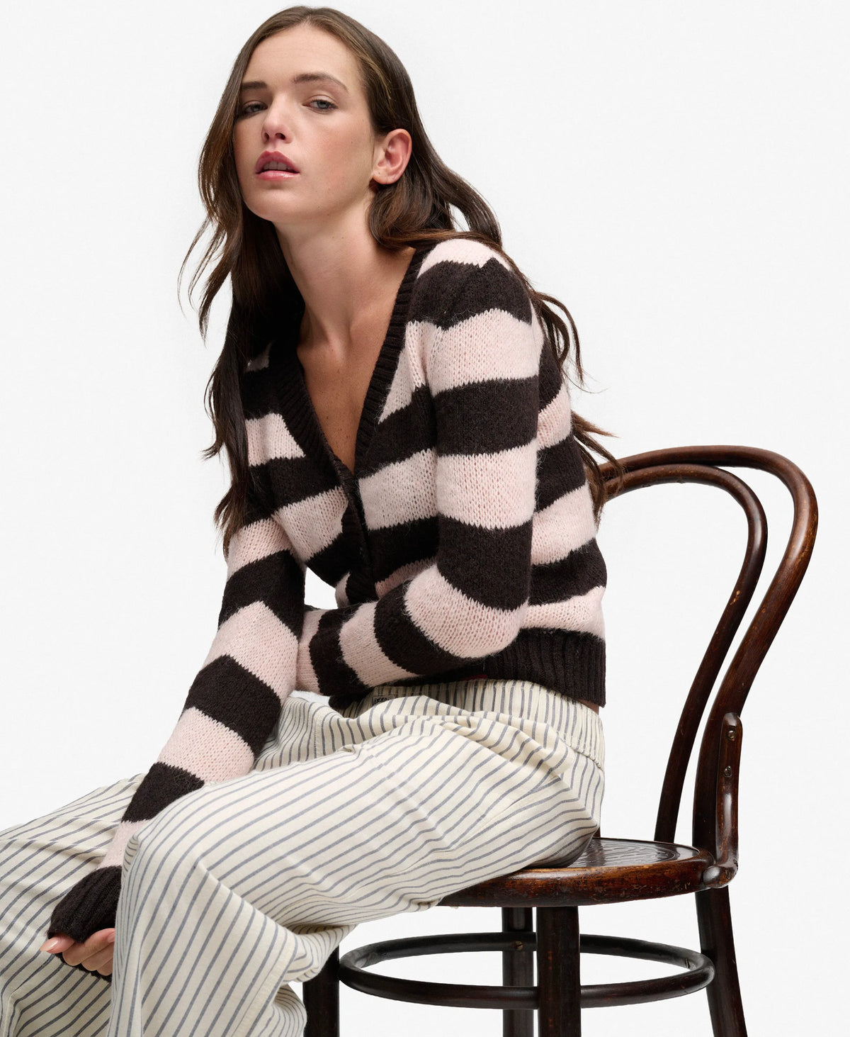 Dark Brown/Pale Pink Stripe