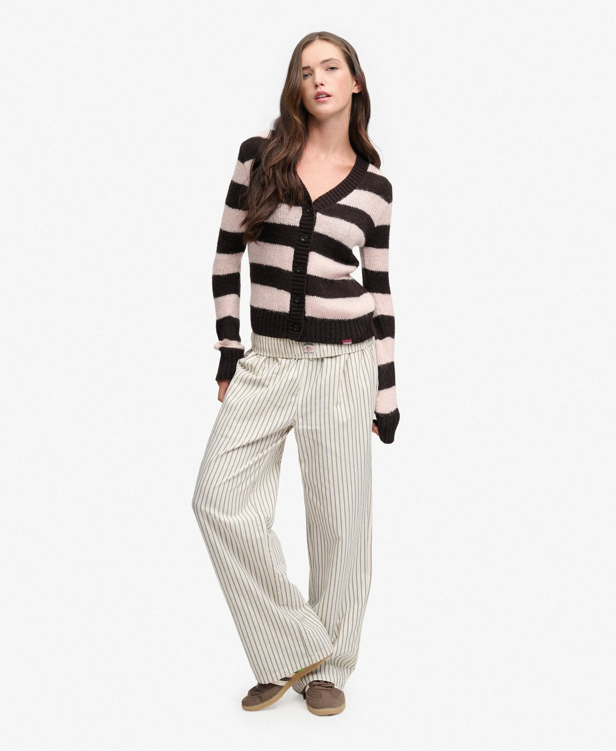 Dark Brown/Pale Pink Stripe