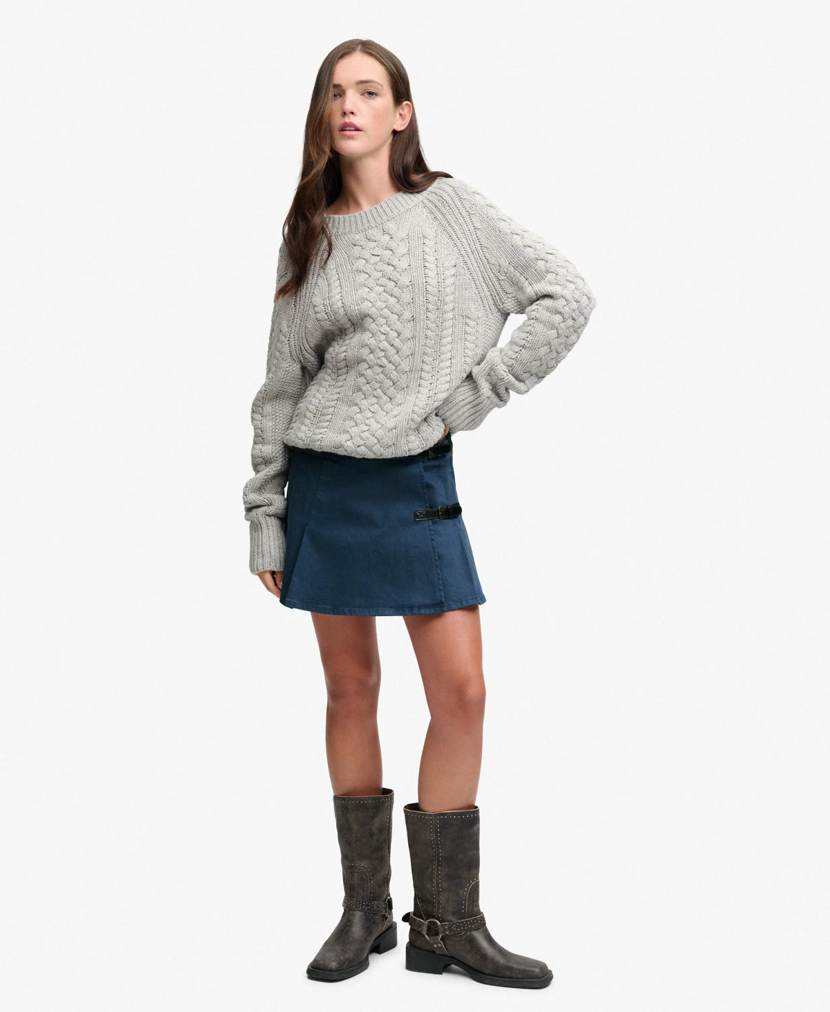 Athletic Essentials Denim Pleated Skirt