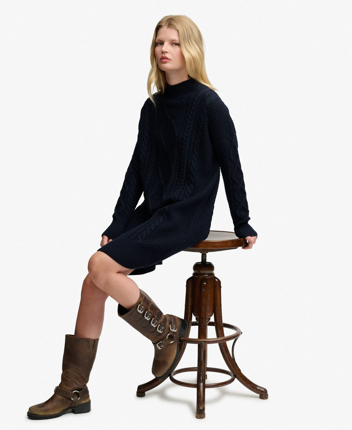 Slouchy Cable Knit Dress