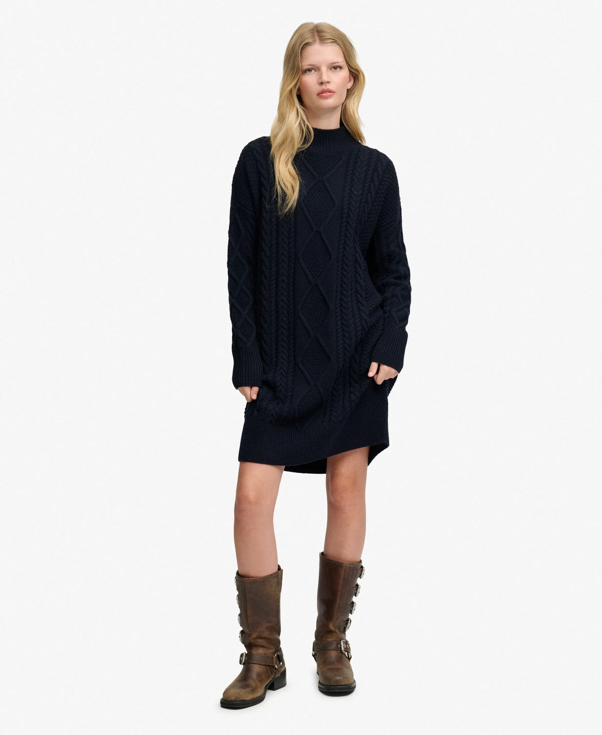 Slouchy Cable Knit Dress