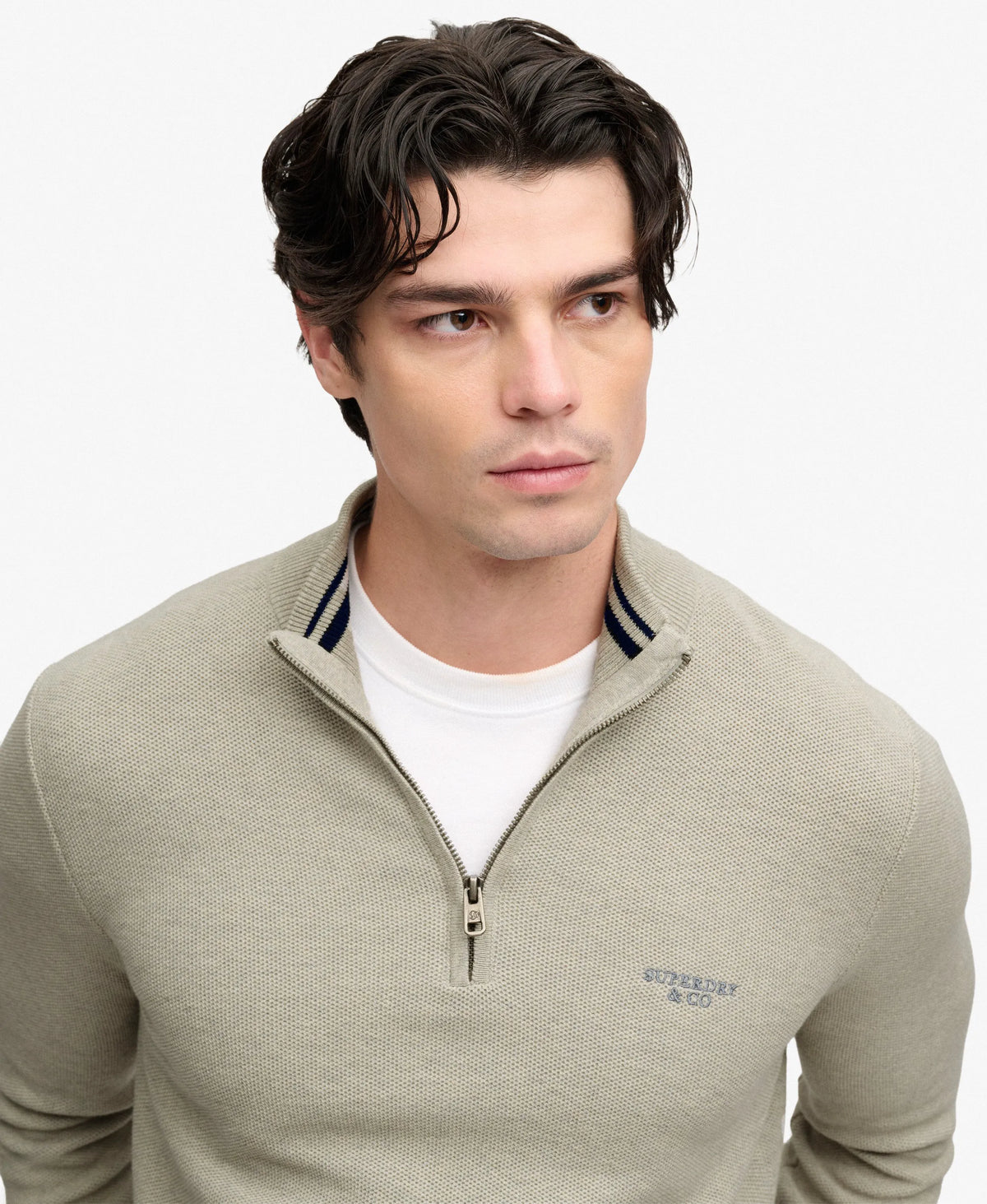 Honeycomb Texture Half Zip Jumper
