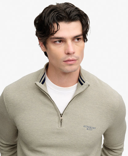 Honeycomb Texture Half Zip Jumper