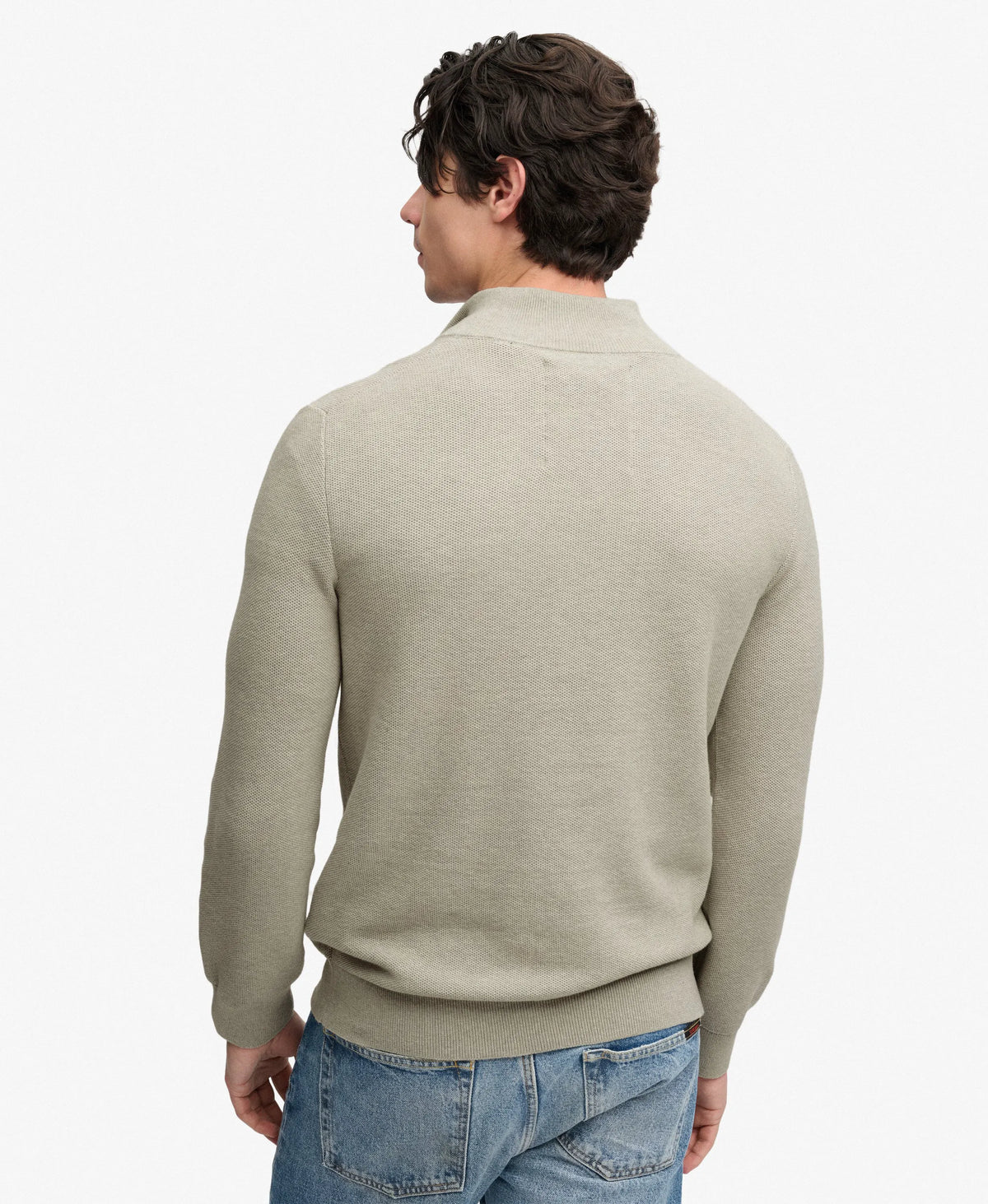 Honeycomb Texture Half Zip Jumper