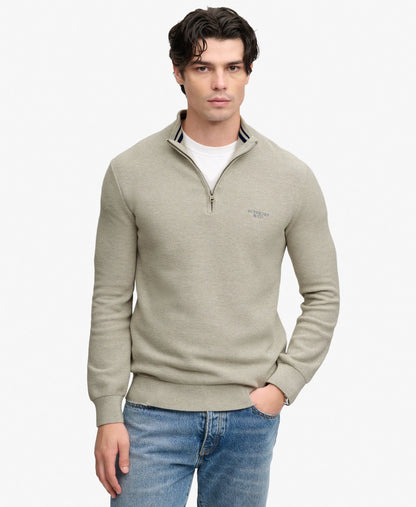 Honeycomb Texture Half Zip Jumper