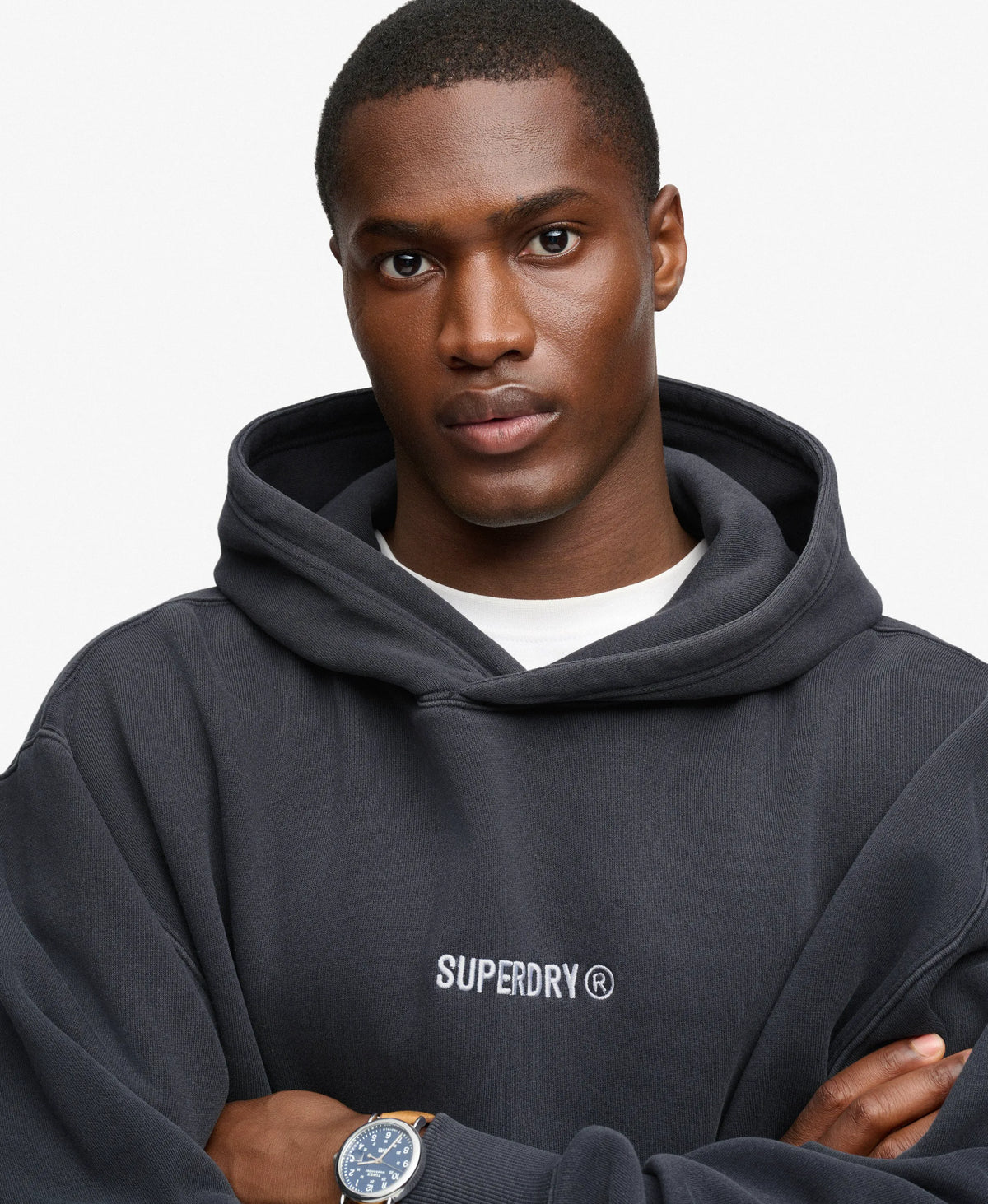 Micro Logo Graphic Loose Hoodie
