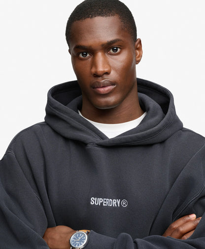 Micro Logo Graphic Loose Hoodie