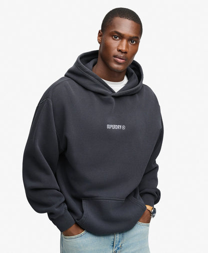 Micro Logo Graphic Loose Hoodie