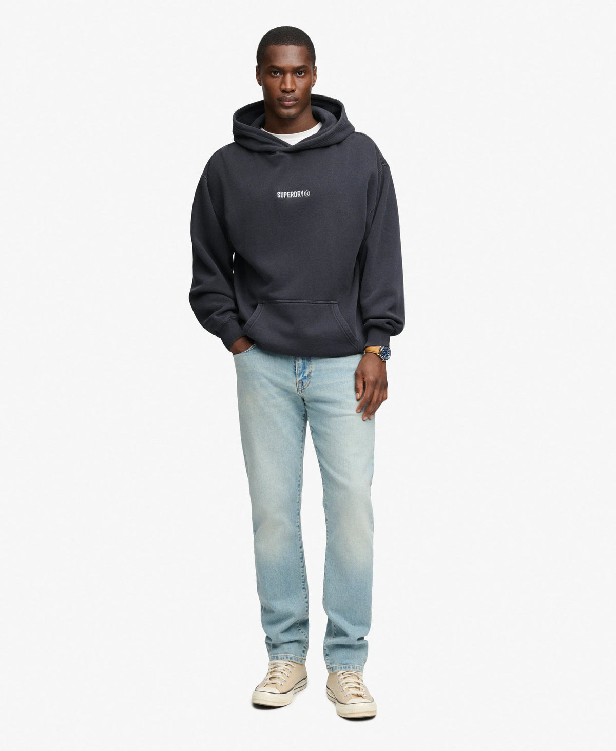 Micro Logo Graphic Loose Hoodie