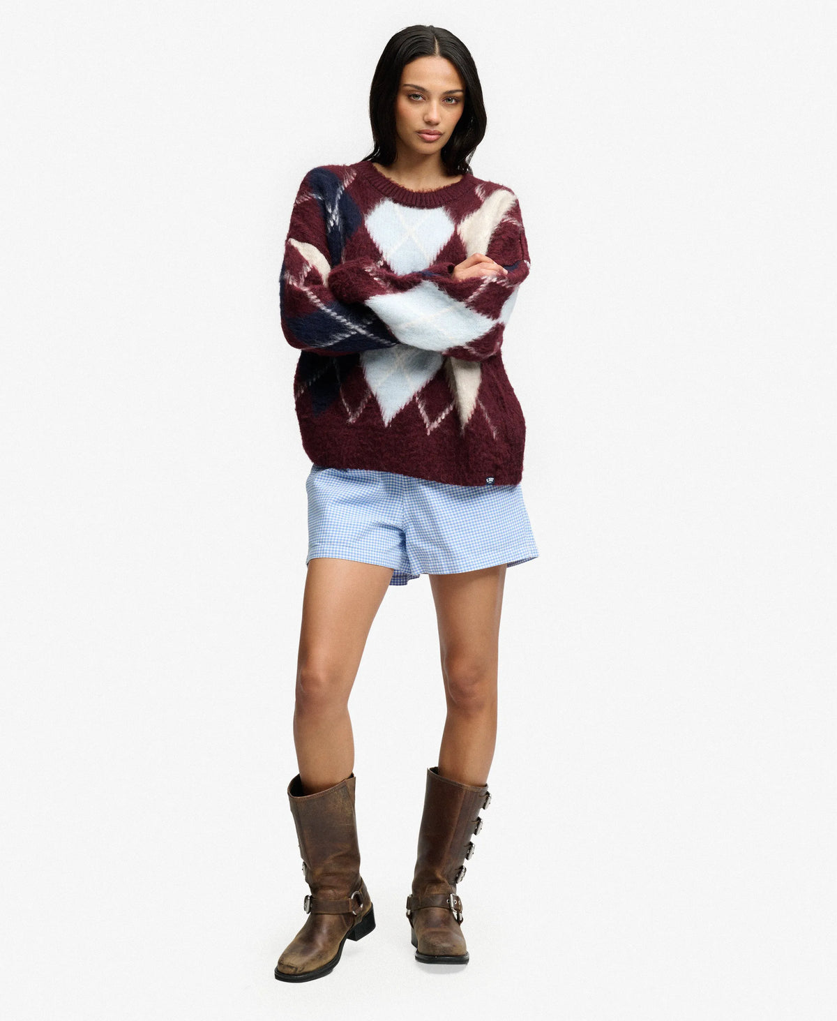 Burgundy Navy Argyle