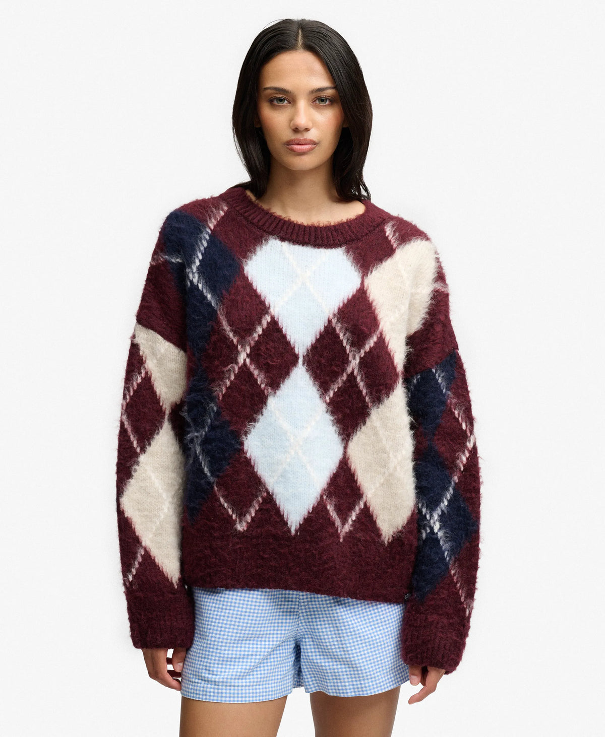 Burgundy Navy Argyle