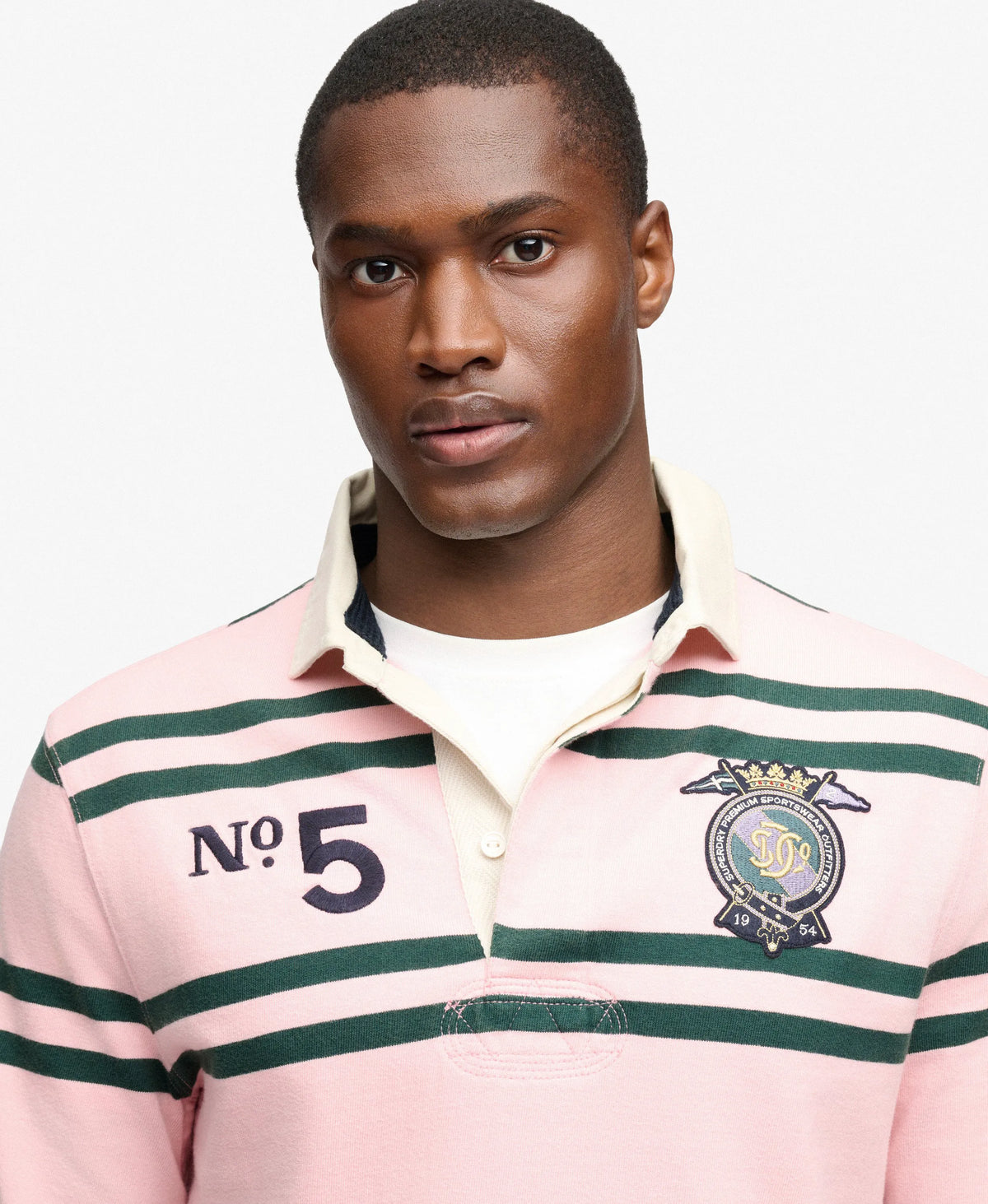 Double Emblem Stripe Rugby Top