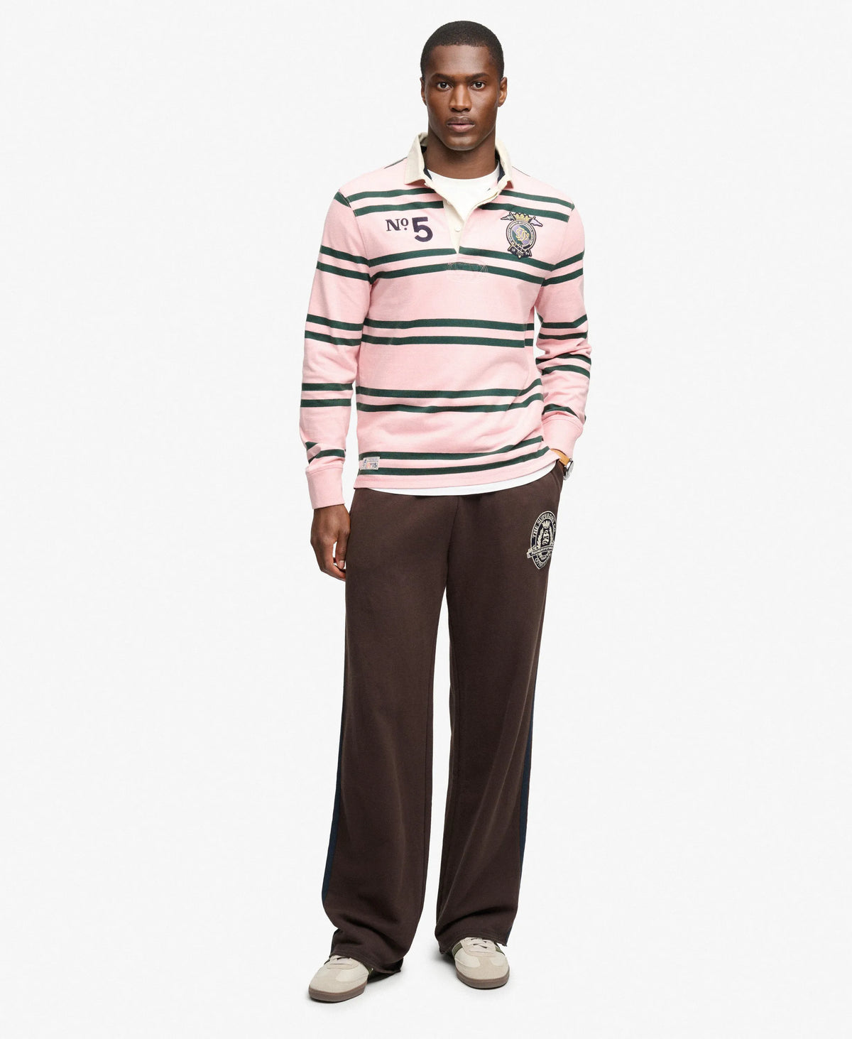 Double Emblem Stripe Rugby Top